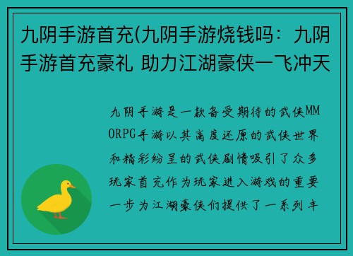 九阴手游首充(九阴手游烧钱吗：九阴手游首充豪礼 助力江湖豪侠一飞冲天)