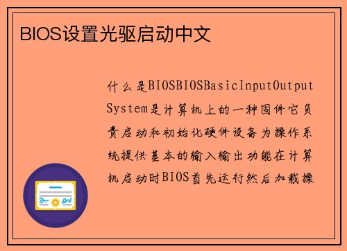 BIOS设置光驱启动中文