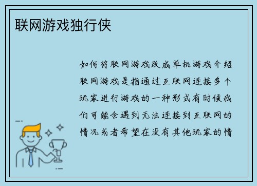 联网游戏独行侠